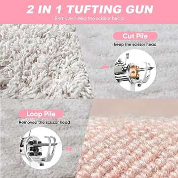 BESGEER Rug Tufting Gun Kit - 2-in-1 Cut & Loop Pile