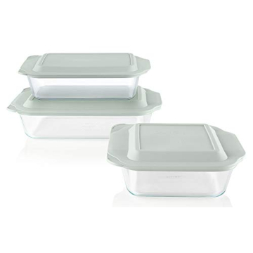 Pyrex Deep 3-Pack Glass Baking Dish Set - Versatile Bakeware with Lids