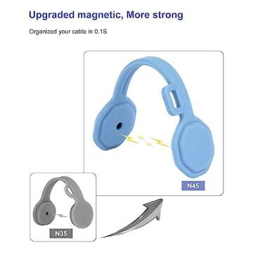 8PCS Silicone Magnetic Cable Ties & Clips, Cord Organizer [1S] Management Reusable Magnet Cable Orga...