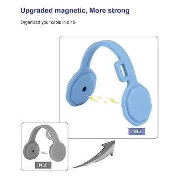 8PCS Silicone Magnetic Cable Ties & Clips, Cord Organizer [1S] Management Reusable Magnet Cable Orga...
