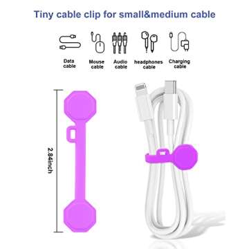8PCS Silicone Magnetic Cable Ties & Clips, Cord Organizer [1S] Management Reusable Magnet Cable Organizer, Phone Cord Holder for Organizing, Bookmark Whiteboard Fridge Magnets etc