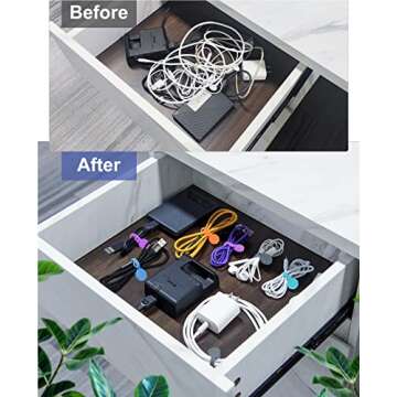 8PCS Silicone Magnetic Cable Ties & Clips, Cord Organizer [1S] Management Reusable Magnet Cable Organizer, Phone Cord Holder for Organizing, Bookmark Whiteboard Fridge Magnets etc