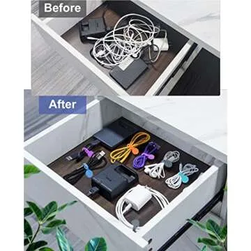 8PCS Silicone Magnetic Cable Ties & Clips, Cord Organizer [1S] Management Reusable Magnet Cable Organizer, Phone Cord Holder for Organizing, Bookmark Whiteboard Fridge Magnets etc