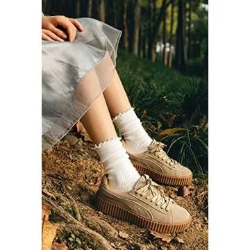 SEMOHOLLI Women Socks, Women Ankle Socks, Lovely double needle solid color Lace edge relent lady soc...