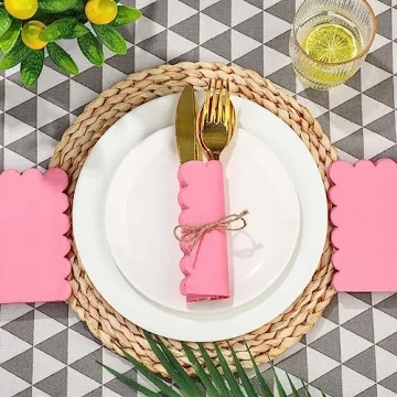 100 Scalloped Cocktail Napkins - Elegant Rose Red for Events