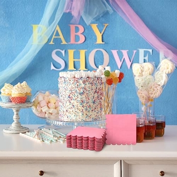 100 Scalloped Cocktail Napkins - Elegant Rose Red for Events