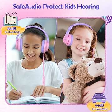 Candy Bila Kids Headphones for Learning & Entertainment, Foldable with Mic and Volume Limit
