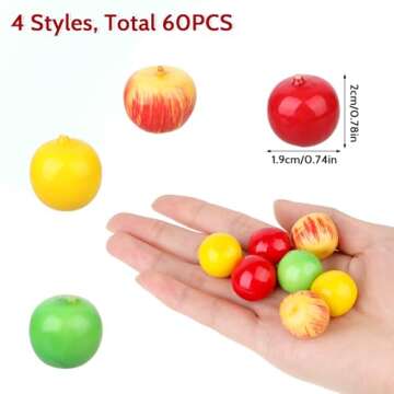 Mozeat Lens 60Pcs Artificial Apples Mini Artificial Apples 4 Styles Foam Fruit Fake Fruit Simulation...