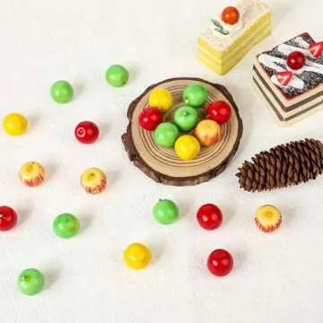 Mozeat Lens 60Pcs Artificial Apples Mini Artificial Apples 4 Styles Foam Fruit Fake Fruit Simulation Home Kitchen Photography Party Cabinet Wedding Table Decoration, 19-21mm