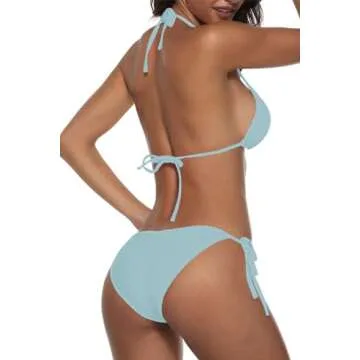 Halter String Triangle Bikini Sets in Baby Blue