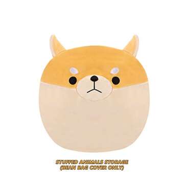 Stuffed Animal Storage Bean Bag Chair Cover for Kids Yellow Dog Shiba Inu Bean Bag Chair for Girls Large Size Toy Organizer Cover Only Without Filling