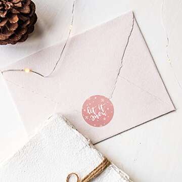 Grey Mustard Pink Christmas Stickers / 500 Modern Holiday Labels / 1.5" Winter Envelope Seals / 8 Alternating Festive Designs/Made in The USA