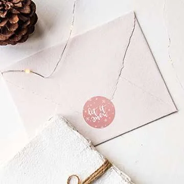 Grey Mustard Pink Christmas Stickers / 500 Modern Holiday Labels / 1.5" Winter Envelope Seals / 8 Alternating Festive Designs/Made in The USA