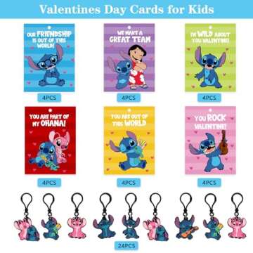 Dyatgerttide Valentine's Gift Set for Kids with Cards and Keychains