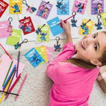 Dyatgerttide Valentine's Gift Set for Kids with Cards and Keychains