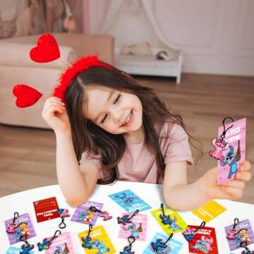 Dyatgerttide Valentine's Gift Set for Kids with Cards and Keychains