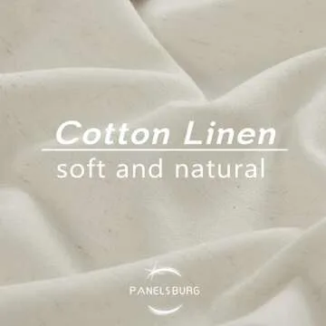 PANELSBURG Modern Farmhouse Cream Colored Semi Sheer Curtains 84 Inches Long,Living Room Bedroom Back Tab Linen Pleated Window Curtains 84 Inch Length 2 Panel Sets