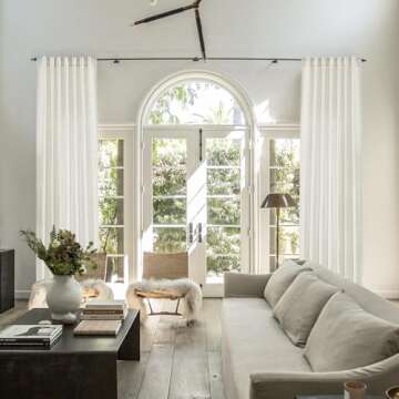 PANELSBURG Modern Farmhouse Cream Colored Semi Sheer Curtains 84 Inches Long,Living Room Bedroom Back Tab Linen Pleated Window Curtains 84 Inch Length 2 Panel Sets