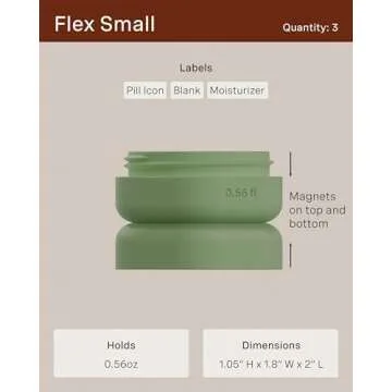 Cadence Travel Containers - Daily Routine Capsule Set - Magnetic Travel Capsules - For Shampoo, Conditioner, Body Wash, Pills, and More - 4 Flex Mediums (1.32oz) & 3 Flex Smalls (0.56oz) - Charcoal