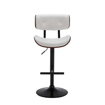 BELLEZE Adjustable Counter Height Bar Stools Set of 2, Faux Leather Upholstered Swivel Barstools with Widen Back, Kitchen Counter Stools Mid Century Modern Bar Chairs - Avalon (White)