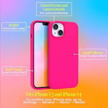 FELONY CASE - iPhone 13 / iPhone 14 Case - Neon Pink Silicone Phone Cover | Liquid Silicone with Ant...