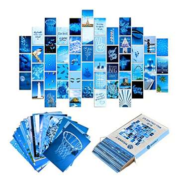 WOONKIT Blue Wall Collage Kit Aesthetic Pictures, Room Decor for Teen Girls, Blue Wall Room Bedroom ...