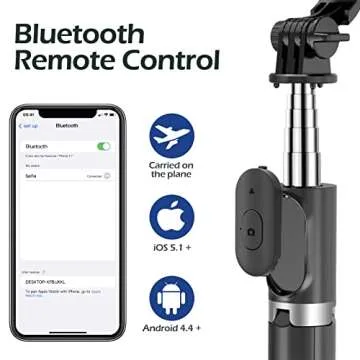 Aureday Selfie Stick with Wireless Bluetooth Remote, Portable 41 Inch Gopro Selfie Stick Tripod with Light, Compatible with iPhone 14/13 Pro/12/11 Pro/Max/XS/XR/X/8/7 and Android Smartphones