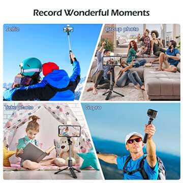 Aureday Selfie Stick with Wireless Bluetooth Remote, Portable 41 Inch Gopro Selfie Stick Tripod with Light, Compatible with iPhone 14/13 Pro/12/11 Pro/Max/XS/XR/X/8/7 and Android Smartphones