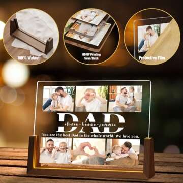 LUCKOR Photo Decorative Plaque Personalized Dad Gifts, Custom Dad Gifts for Fathers Day from Daughter Son Kids, Customized Dad Gifts for Husband from Wife, Best Dad Ever Gifts
