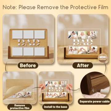 LUCKOR Photo Decorative Plaque Personalized Dad Gifts, Custom Dad Gifts for Fathers Day from Daughter Son Kids, Customized Dad Gifts for Husband from Wife, Best Dad Ever Gifts