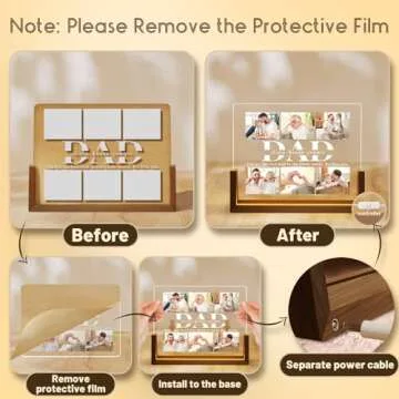 LUCKOR Photo Decorative Plaque Personalized Dad Gifts, Custom Dad Gifts for Fathers Day from Daughter Son Kids, Customized Dad Gifts for Husband from Wife, Best Dad Ever Gifts