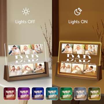 LUCKOR Photo Decorative Plaque Personalized Dad Gifts, Custom Dad Gifts for Fathers Day from Daughter Son Kids, Customized Dad Gifts for Husband from Wife, Best Dad Ever Gifts