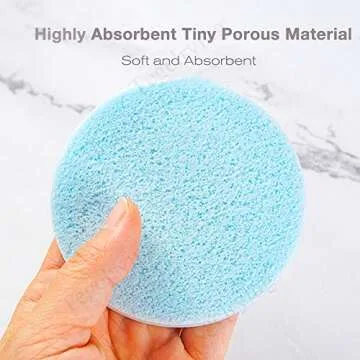 Facial Sponge Compressed,60 Pcs PVA Professional Makeup Removal Wash Round Face Sponges Spa Pads Exfoliating Cleansing for Women,Blue