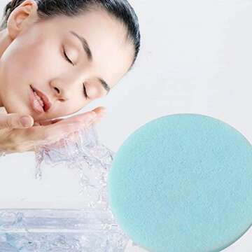 Facial Sponge Compressed,60 Pcs PVA Professional Makeup Removal Wash Round Face Sponges Spa Pads Exfoliating Cleansing for Women,Blue