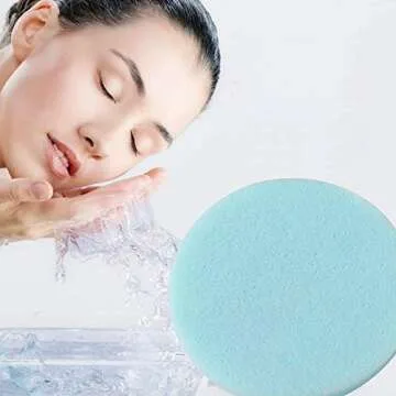 Facial Sponge Compressed,60 Pcs PVA Professional Makeup Removal Wash Round Face Sponges Spa Pads Exfoliating Cleansing for Women,Blue