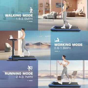 Ancheer Walking Pad, Max 300 Lbs Capacity, Under Desk Treadmills for Home Office, 2.5 HP Quiet Portable Walking Treadmill with LED Screen/Remote Control Black