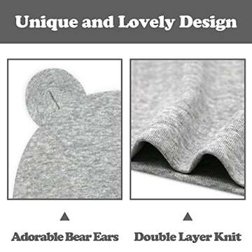 Sarfel Newborn Baby Boy Hats Cotton Baby Beanie Hospital Girl Hat Infant 0-6 Months Unisex 3 Pack Black White Grey