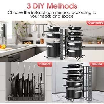 G-TING Adjustable Pot Rack Organizer 8-Tier Kitchen Storage