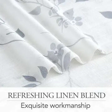 Beauoop Floral Linen Semi Sheer Curtains 2 Panels 84" Long