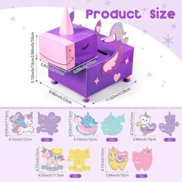 Pasimy Valentines Box with 30 Cards and DIY Crafts Unicorn Valentines Mailbox Kit Valentine's Day Ma...