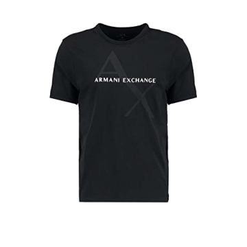 A|X ARMANI EXCHANGE Mens Crew Neck Logo Tee - Quilted Black T-Shirt in Small US