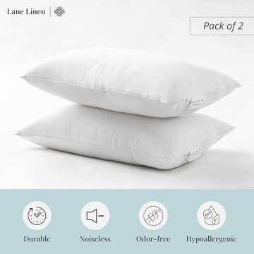 LANE LINEN Pillow Inserts - Cozy 12x20 Pack of 2 for All Decor Styles