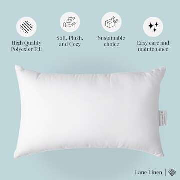 LANE LINEN 12x20 Soft Pillow Insert Pack of 2 Decorative