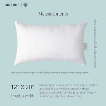 LANE LINEN 12x20 Soft Pillow Insert Pack of 2 Decorative