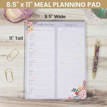 bloom daily planners Weekly Magnetic Meal Planning Pad for Fridge with Tear-Off Grocery Shopping Lis...