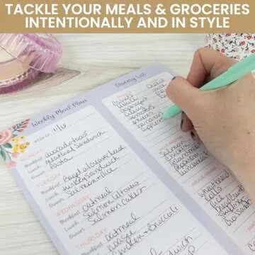 bloom daily planners Weekly Magnetic Meal Planning Pad for Fridge with Tear-Off Grocery Shopping List - Hanging Food/Menu Organizer Notepad with Magnets - 8.5” x 11”