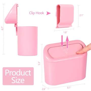 NBTEPEM Pink Car Trash Can with Lid, Mini Auto Garbage Can with 30 Trash Bags, Leakproof Automotive ...