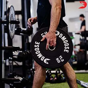 DMoose Bumper Plates for Weight Lifting, Strength Conditioning Training, Bodybuilding & Weight Plates With Stainless Steel 2 Plate 10 LBs / 15 LBs / 25 LBs / 35 LBs / 45 LBs Available in Pairs