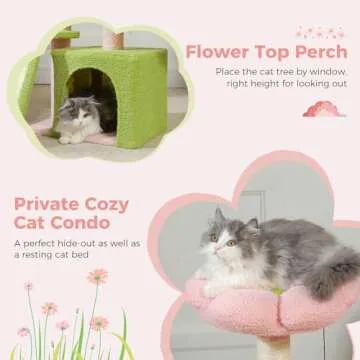 Compact PETEPELA Flower Cat Tree for Small Cats