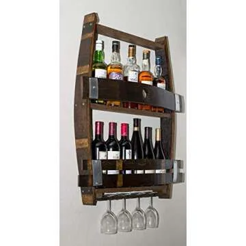 Elegant Lighted Wine and Whiskey Rack for Home Decor